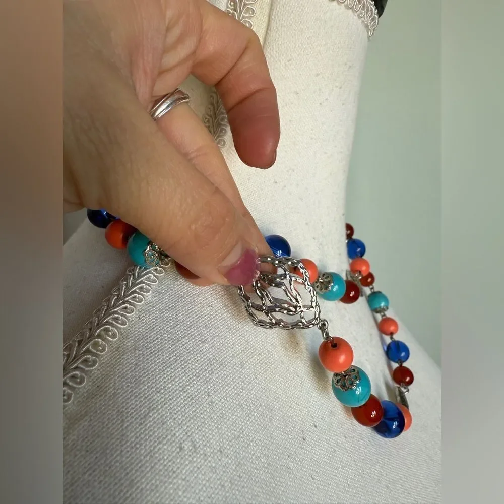 RJ Graziano Long Looped Colorful Glass Bead Necklace